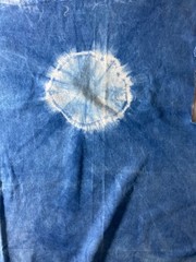 Hand Dyed ORGANIC INDIGO Shibori on ORGANIC NATURAL DENIM 59″ W x 46″ L