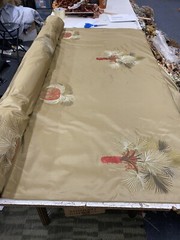10 yard 100% SILK Palm Tree EMBROIDERED SILK DRAPERY UPHOLSTERY FABRIC