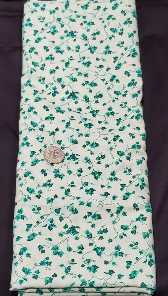 2 1/2 yds Quilt Sewing Fabric Vintage Ivory Leaves & Vines Fabric Traditions
