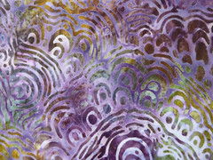 BTY Deco Shells BATIK Swirls Purple Plum Grey Gold Quilting Cotton Fabric
