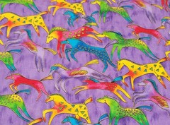 LAUREL BURCH Fabric MYTHICAL HORSES For CLOTHWORKS NEW Rare (1) Yard Purple