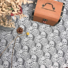 60 * 36 Inches Lace Fabric 1 Yard White Skull Pettern Lace Fabric 1 Yd Non-Str