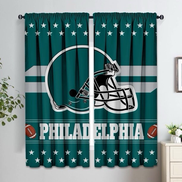 Eagles Philadelphia Curtains,Football Themed Blackout Curtains with Rod Pocket