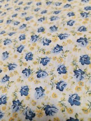 Vintage 100% Cotton Quilting Fabric Baby Blue And Yellow Flowers Tiny 1/2 YARD