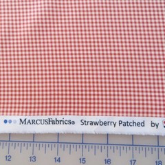 Yard ~ Strawberry Patched Tiny Red Check by Marcus $3.99 Ships ANY Amount Fabric