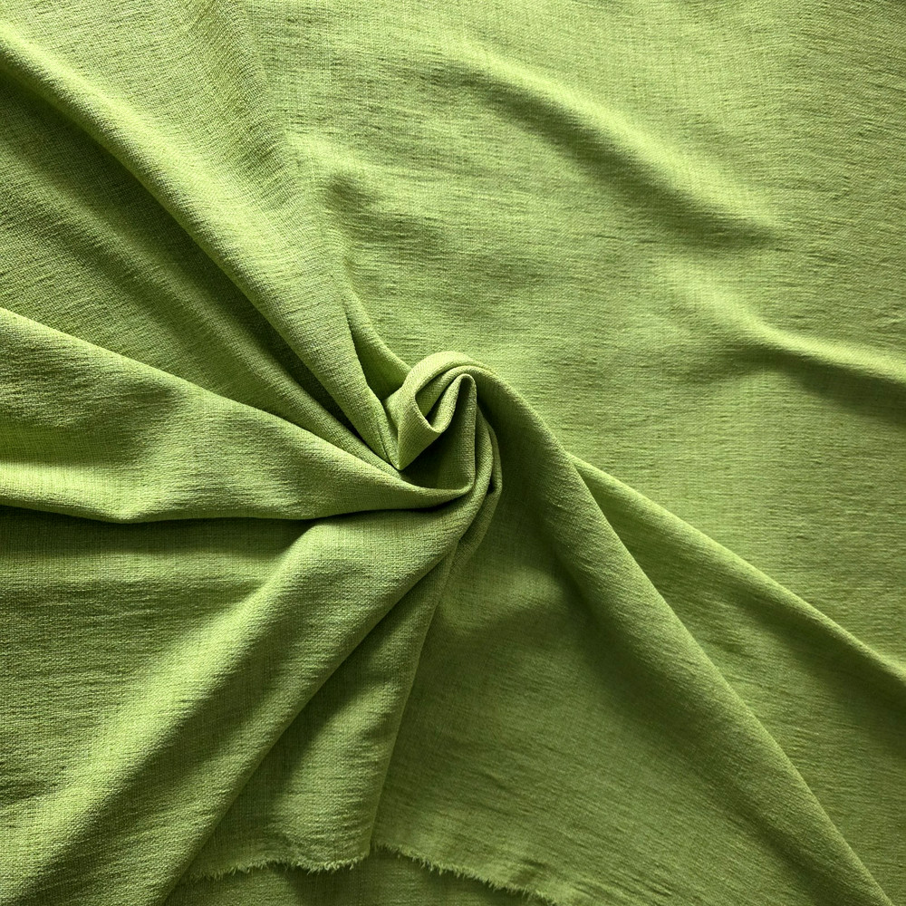 Spring Green “Linen-Textured” Light Polyester Fabric For Garments