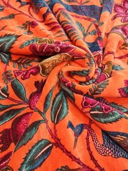 Luxury Soft Velvet Floral Print Fabric Indian Dress Sewing Upholstery Fabric