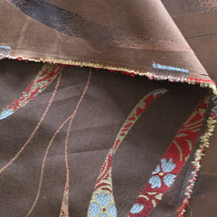 Vtg Luxury Home Decor Fabric Botanical Leaves, Brown, Copper, Red, Spain 5 yds