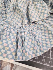 Vintage ruffle gathered fabric trim 6 Inch Baby Blue Hearts Floral sold by yard