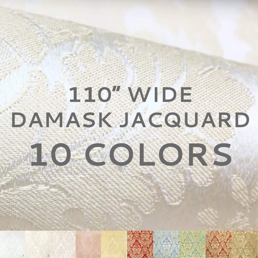 10 COLORS / 110″ Wide Damask Soft Sheen Jacquard Fabric