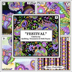 QUILTING TREASURES, “FESTIVAL” PAISLEY, GEOMETRIC, FABRICS PRICED PER 1/2 YD