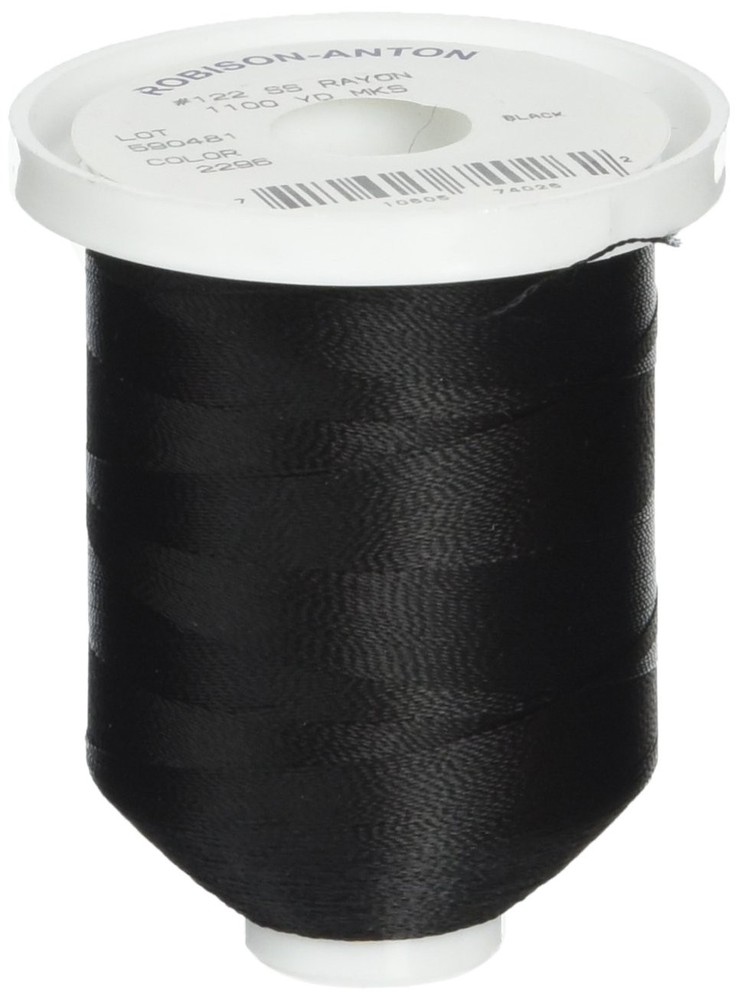 Robison-Anton Rayon Super Strength Thread, Solid Colors, 1100 yards, Black