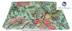 Indian Cotton Fabric 20 Yard Block Floral Loose Green Running Craft