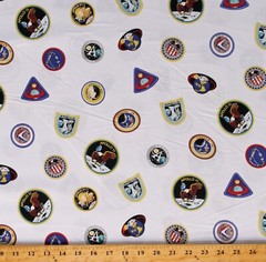 Cotton Outer Space NASA Spaceships Apollo 11 Fabric Print by the Yard D766.73