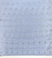 Embroidered Eyelet Fabric – Baby Blue Floral & Swirl – Polyester Yard