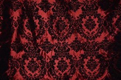 TAFFETA DAMASK VELVET FLOCKED BURGUNDY DRESS HBY YARD