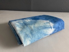 Hand Dyed ORGANIC INDIGO Shibori on ORGANIC NATURAL DENIM 59″ W x 46″ L