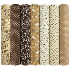 Cotton Fabric Bundles 7 Pieces Brown 20″ x 20″ Quilting Fabric Squares 100%