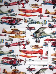 Airplane Fabric Vintage Theme Planes By The Yard First In Flight Cotton 3 Wishes