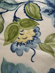 Richloom Floral Cotton Duck Fabric Blue Teal Canvas 55” x 55” Home Decor