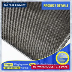 Jecery 6.5ft x 12″ Carbon Fiber Fabric Roll Pure Fabric Carbon Fiber Sheet 2 x 2