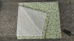 VINTAGE GREEN COTTON FABRIC 2 YARDS PLUS 23 INCHES 44″ SIDE LEAF & ACORN PATTERN