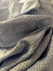 Blue White Linen Fabric Yarn Dyed Check Textured 55” Wide BTY