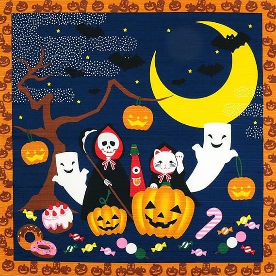 Furoshiki – 3 patterns(New Year, Christmas, Halloween) 100% cotton,50cm, Japan