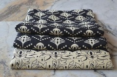 Black & Beige Hand Print Fabric 100% Cotton 4 Yard NO DUTY CHARGES 100%✅ZK-369