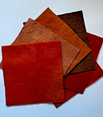 New Colors! Hand Dyed Wool -appliqué/rug/hook (6) 4.5″ Charm Sq; Tuscan Hue