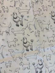 COLOR ME DOGS fabric 1 yard, DOGS DOGS to color on cotton, 1-1/3 yard, 44″ wide