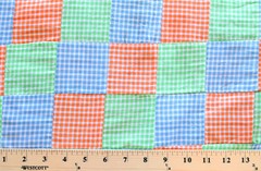 Stitched Patchwork Green Orange Blue Plaid Yarn-dyed Fabric by the Yard D270.03