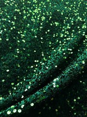 DEEP GREEN Sequins Stretch Velvet Fabric (58 in.) Sold By The Yard