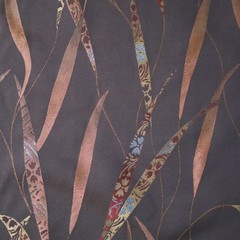 Vtg Luxury Home Decor Fabric Botanical Leaves, Brown, Copper, Red, Spain 5 yds