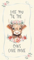 Timeless Treasure Till The Cows Come Home Highland Cow Fabric Panel 24″ X 44″