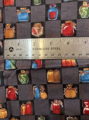 Colorful Blocks Collectible Bottles on Grey Blocks 1/2Y x 44″W VTG Quilters Only