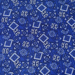 Fabric By The Yard – Blue Bandana – 43” Wide – cotton/synthetic blend
