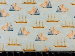 Tina Scrap 9″x21″ Sea Nautical Ship Sailboat Vintage Boat Ocean FABRIC COTTON