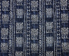 GENEVIEVE GORDER MALI MUD CLOTH INDIGO GEO MULTIUSE LINEN FABRIC BY YARD 54″W