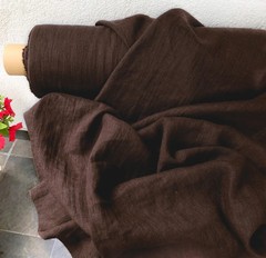 Dark Chocolate Linen Fabric By The Yard Soft Washed Natural Sewing Material 58″