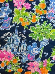 Lilly Pulitzer Slub Cotton Fabric Aegean Navy Lilly Loves Disney 1 yd 36″x 60”