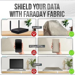 5G EMF RF Blocking Faraday Fabric for E-magnetic Shielding, Copper/Nickel