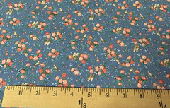 Vtg Allover Floral Print Fabric With Birds Cranston VIP Print Pink Tan Blue BTY
