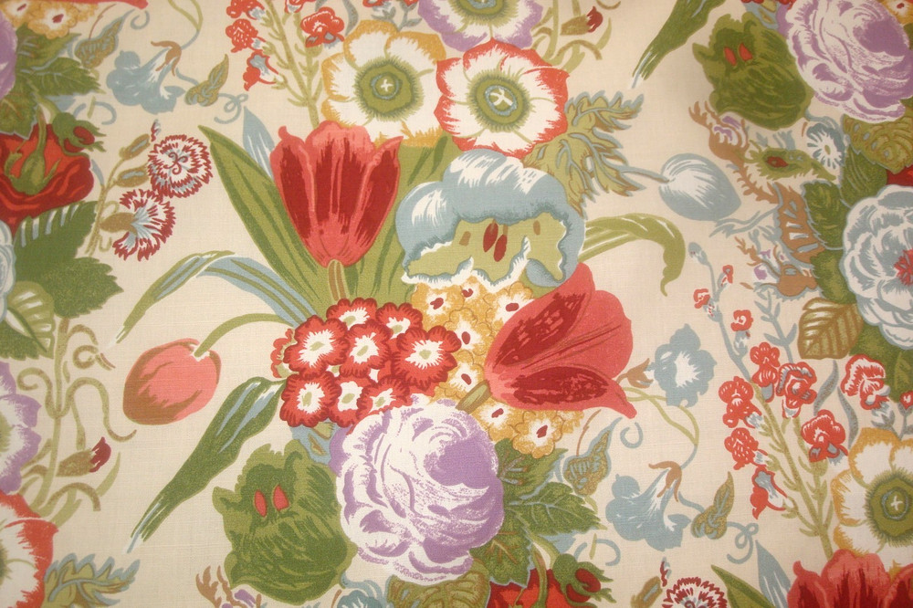 1 of 30 yds COWTAN & TOUT Fabric Angelica Floral Linen Cotton Upholstery BTY