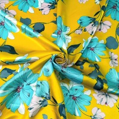 1yard Flower Satin Material Soft Polyester Charmeuse Fabric For Scarf Craft