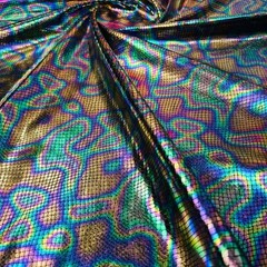 Spandex Fabric Stretch Multicolor Litmus Pearl Hologram by Yard for Swimwear