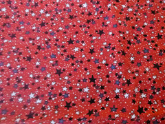 Blue and White Stars on Red Cotton Fabric (44″ Wide x 36″ long)