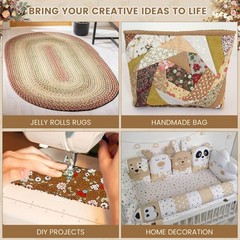 80 Precut Brown 2.5×20 In 20 Assorted Floral Prints Cotton Fabric Jelly Roll