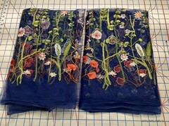 Floral Embroidered Tulle Mesh Fabric Navy Blue Wildflower 60″W x 3.33 Yds