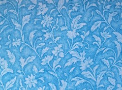 1 Yard White Blue Floral Leaves 100% Cotton Sewing Fabric Flowers Leaf